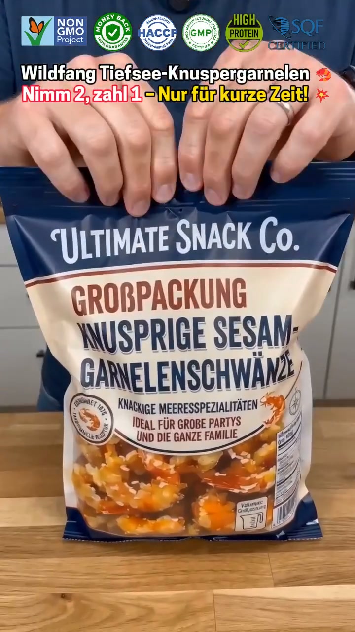 Ein knuspriger Meeresfrüchte-Snack für unterwegs, im Büro oder für den kleinen Hunger zwischendurch.