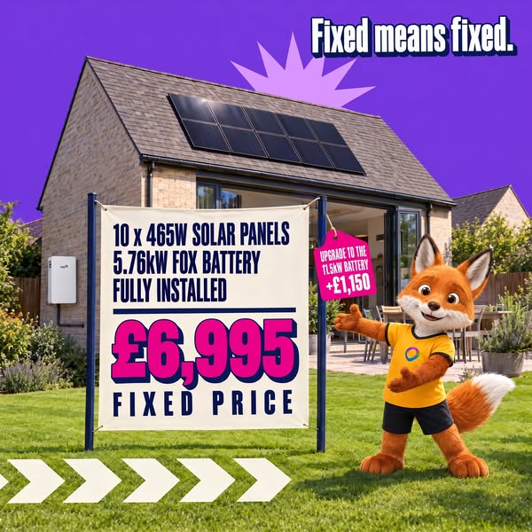 £6,995 fixed. 10 panels + battery