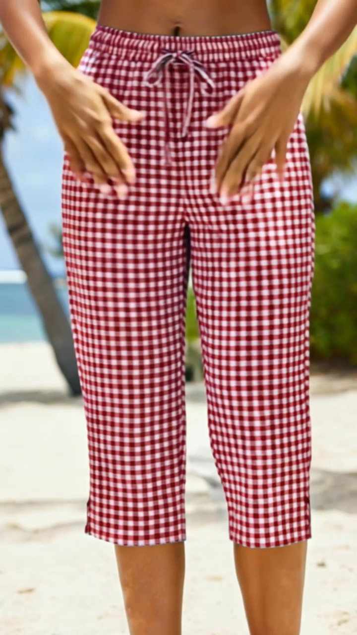 Women's Summer Plaid Capri Pants