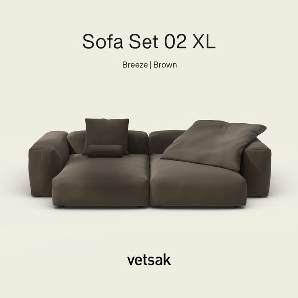 vetsak | Sofa Set 02 XLarge - Breeze - Brown | Modular Sofa | 3.5 Seater | Big Sofa