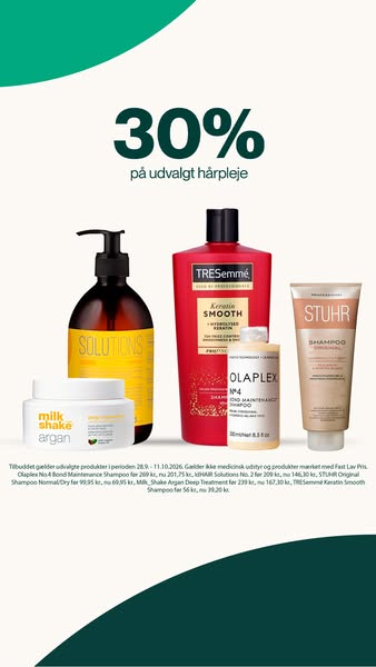 Spar 30% på udvalgt hårpleje