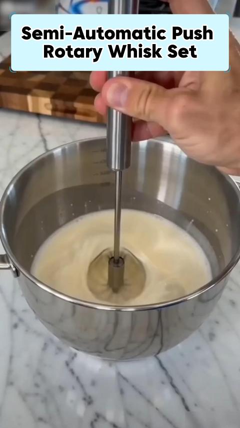 Semi-Automatic Stainless Steel Push Rotary Whisk Set