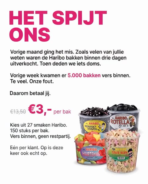 €3 voor 1 kilo Haribo