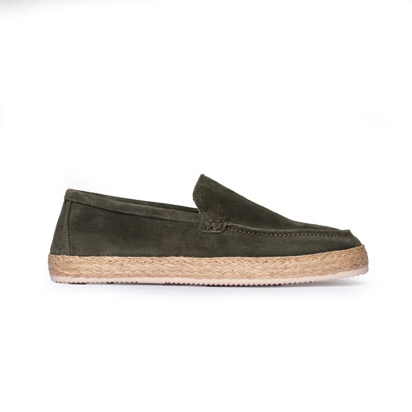 Mocassino Uomo in Camoscio verde – Suola in Corda Naturale