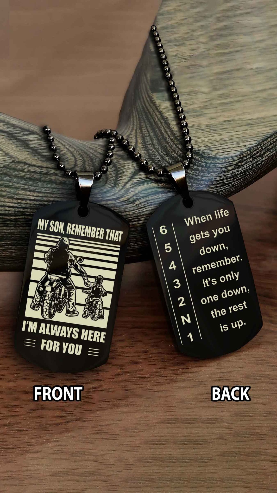 Dad to Son Gift – Biker Dog Tag