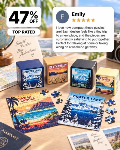 Travel Series, 24 Mini Pack 1000 Pieces Jigsaw Puzzle, 8 Puzzle Stickers