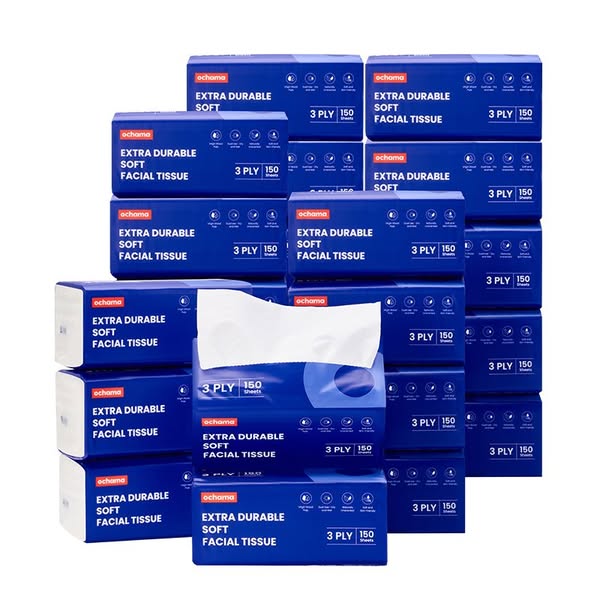 €10.50|Ochama Soft Facial Tissues 3-Ply 3600 Sheets FSC Certified Thick Wood Pulp Extra Durable Family Pack