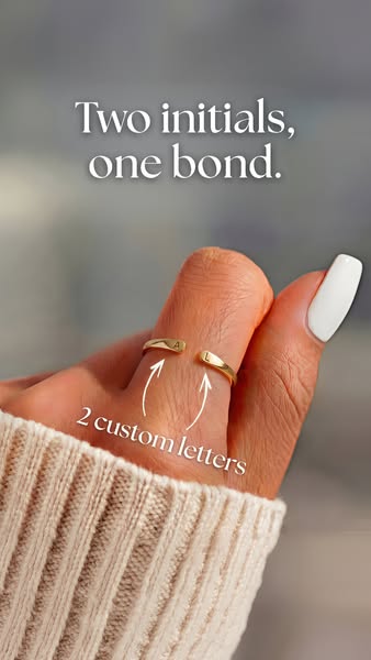 Adjustable Double Initial Ring "Whisper"