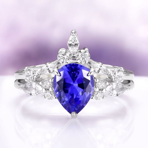 Evelyn Teardrop Tanzanite Ring Set in Sterling Silver