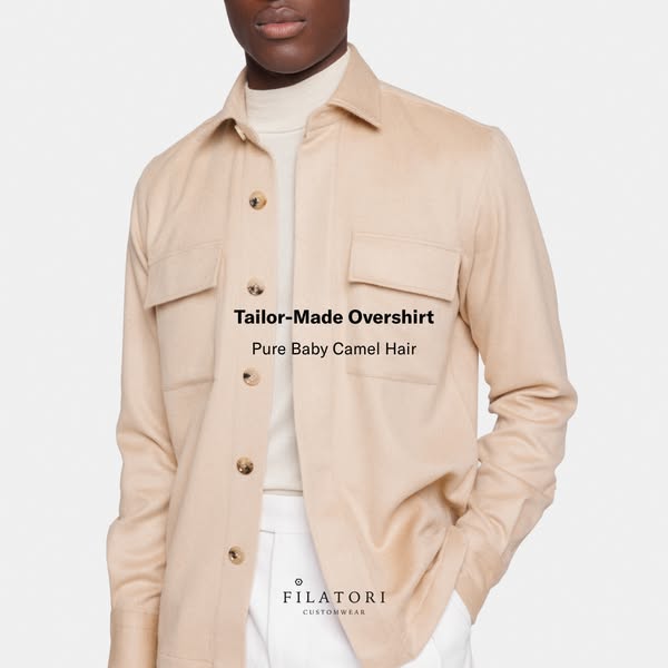Made to measure Overshirt in Pure Camel