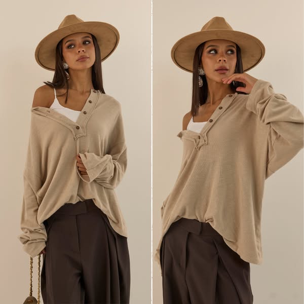 MAGLIA AMPIA WEEKEND BEIGE