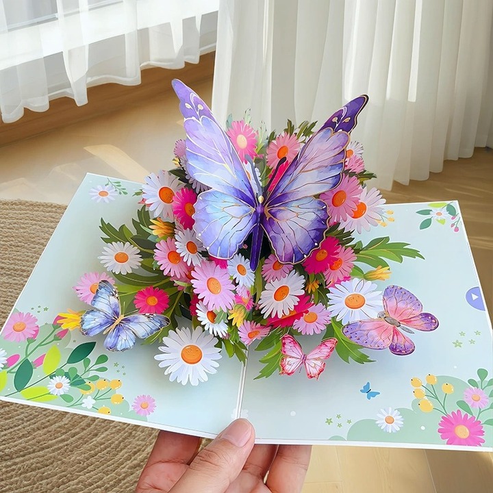 Vibrant 3D Butterfly Pop-Up Greeting Card
