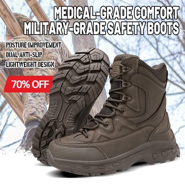 （Military-grade Protection）Men's Combat Boots Orthopedic Support Hiking Boots Waterproof Anti-Puncture Work Boots Lightweight Motorcycl