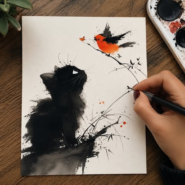 Learn The Ancient Japanese Art Of Painting Ink Cats