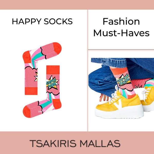 HAPPY SOCKS γυνακείες ΜΠΛΕ COMICS Υφασμα ΚΑΛΤΣΕΣ ΓΥΝΑΙΚΕΙΕΣ | Tsakiris Mallas