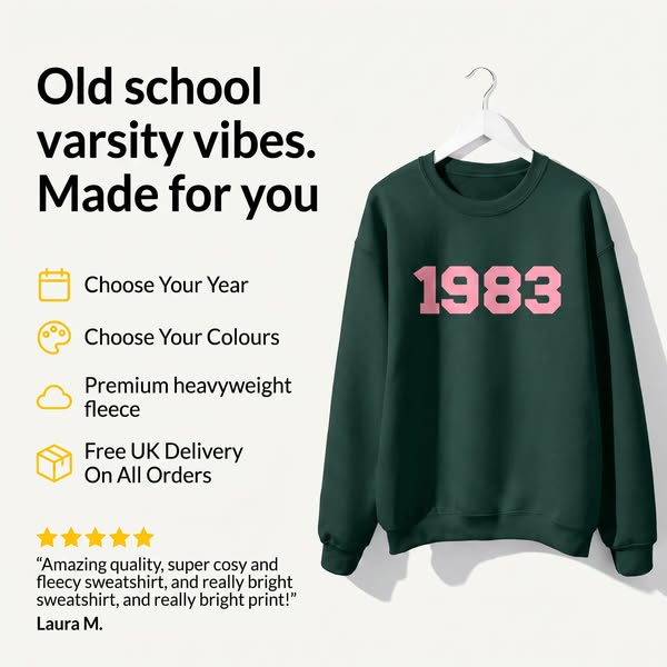 Personalised Year Sweatshirts. Made For You