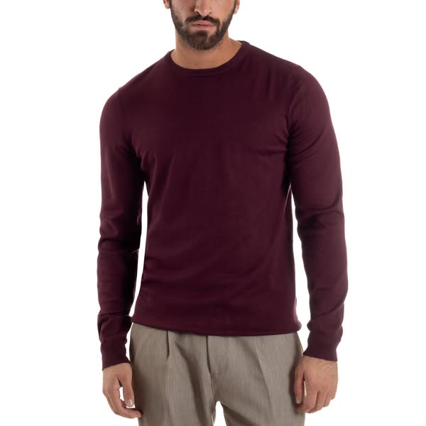 Maglioncino Uomo Girocollo Maglia Rasata Basic Prugna M2504A