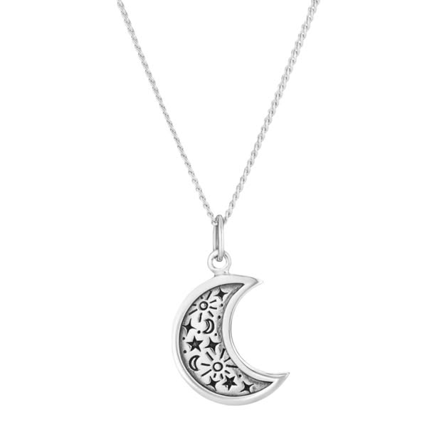 TWILIGHT - Sterling Silver Moon Pendant Necklace