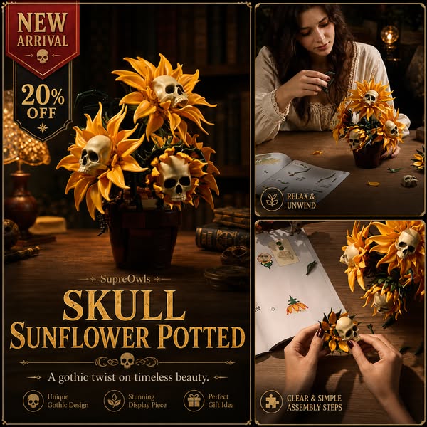 Skull Sunflower Potted — Now $39.99