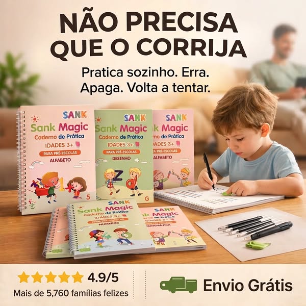 Kit x 4 livros de caligrafia e tinta mágica reutilizável | Broto