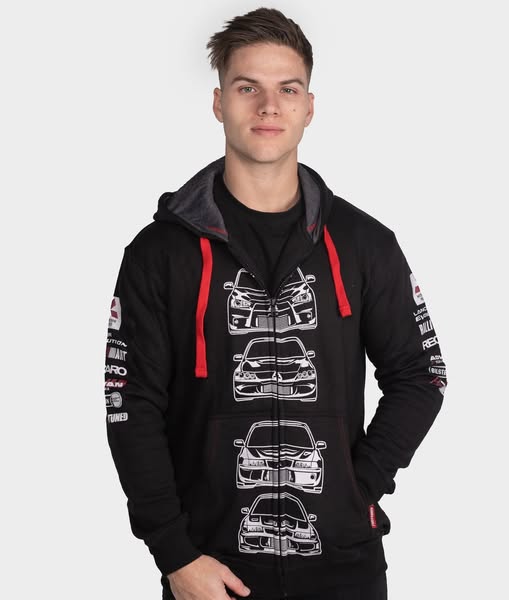 Hardtuned Men's Mitsubishi Evolution Hoodie - Zip-Up - Hooded - Graphic, S