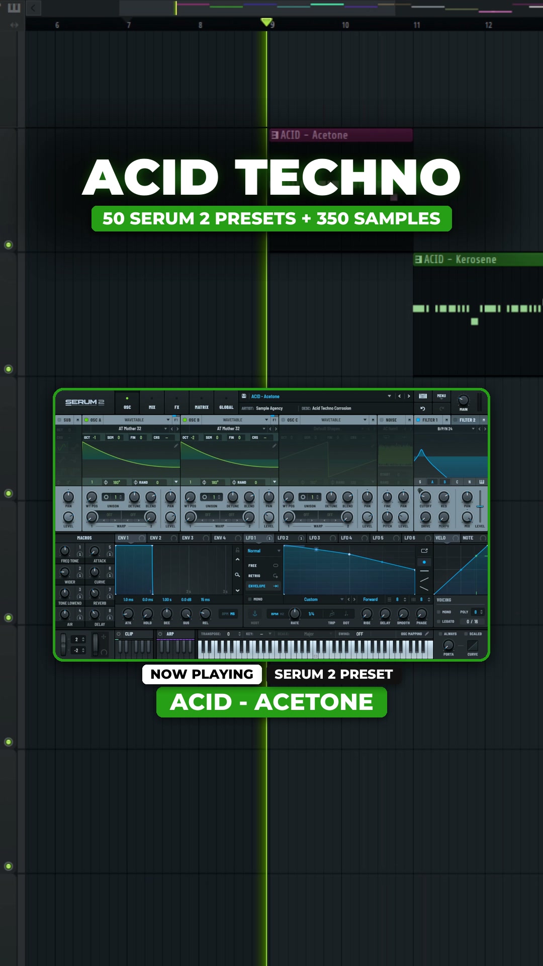 50 ACID TECHNO Serum 2 presets, 150 BPM