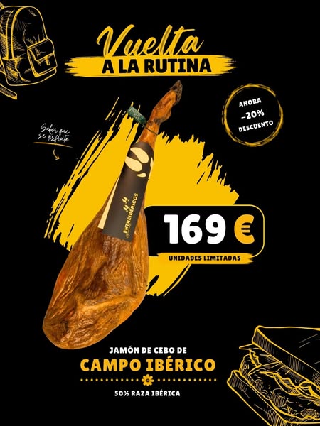 ESPECIAL VERANO Jamón de Cebo de Campo Ibérico 50% raza Ibérica