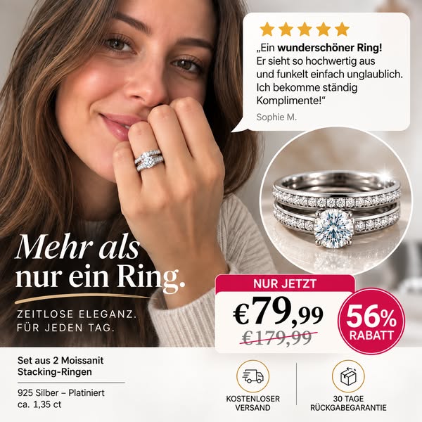 2 Moissanit-Ringe. 1 zeitloses Set.