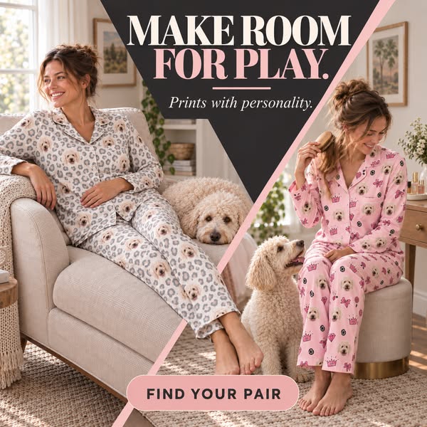 Custom pajamas featuring your pet’s portrait.