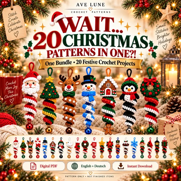 20 Christmas Crochet Patterns in One Bundle