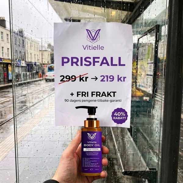Just nu får du 30% rabatt på Vitielle Body Oil, med 90 dagars pengarna-tillbaka-garanti. Detta är det enda som verkligen hjälpte min hud eft