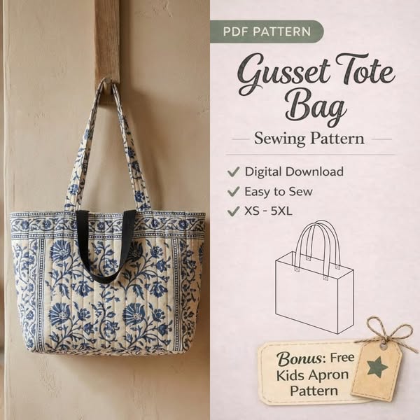 90% Off Gusset Tote Bag Sewing Pattern