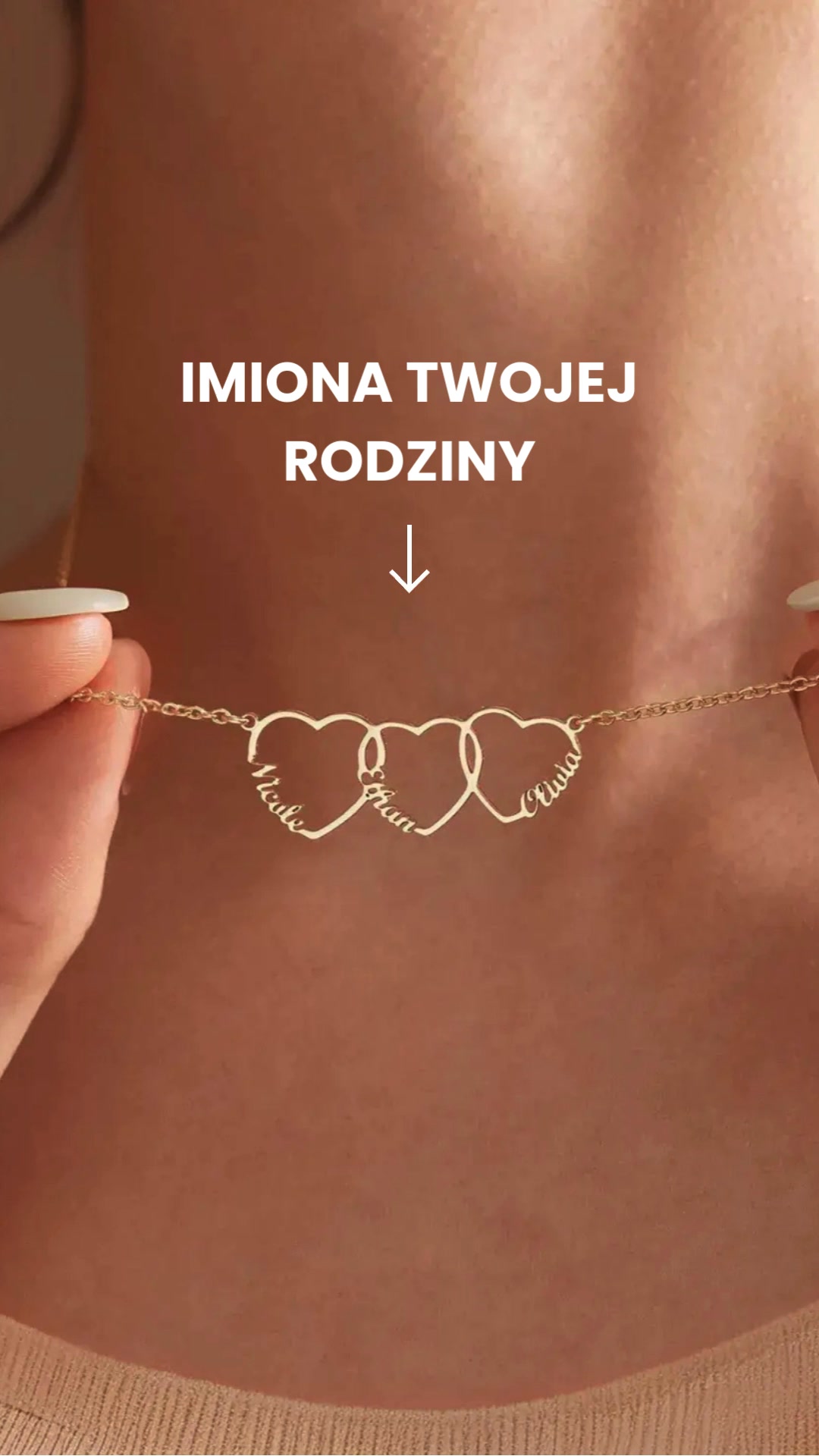 Naszyjnik z imieniem w kształcie serca