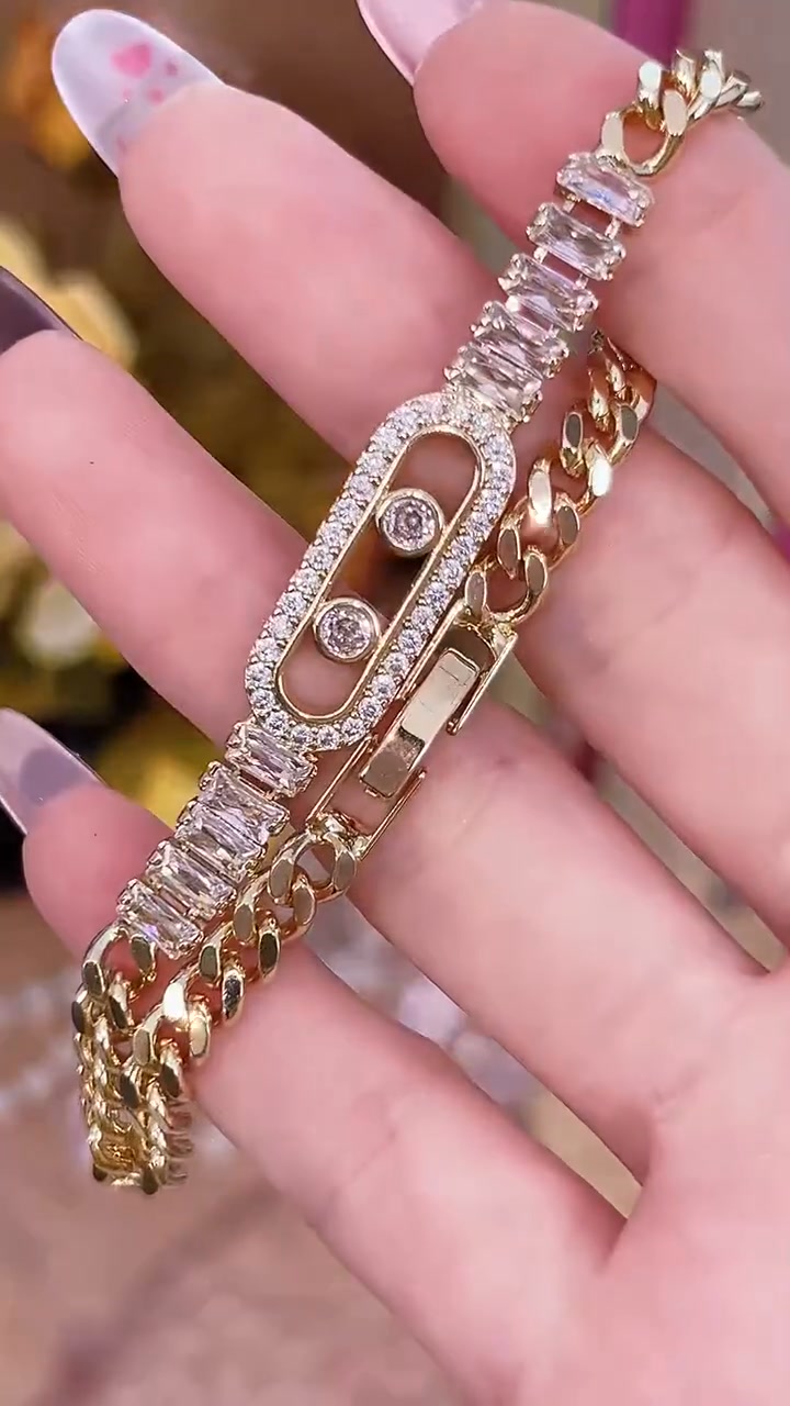 Women's Gold-Tone Cubic Zirconia Chain Bracelet