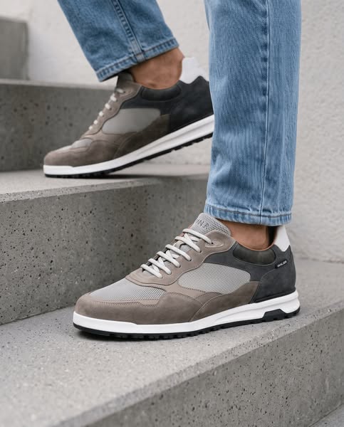 Navy blauw gladleren Anzano sneaker