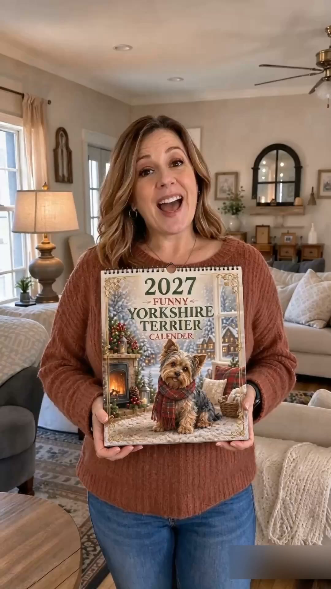 Nyhet 50 % RABATTVäggkalender med Yorkshire Terrier 2027