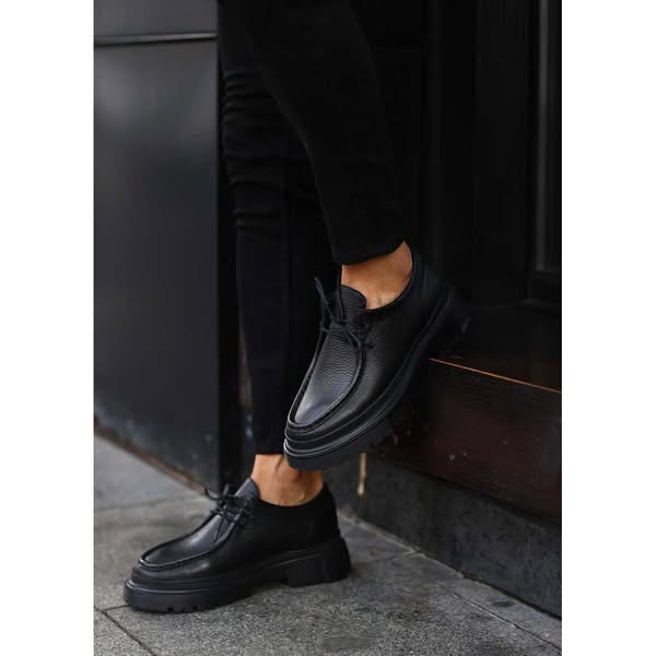 Χειροποίητο Δερμάτινο Chunky Derby – Μαύρο