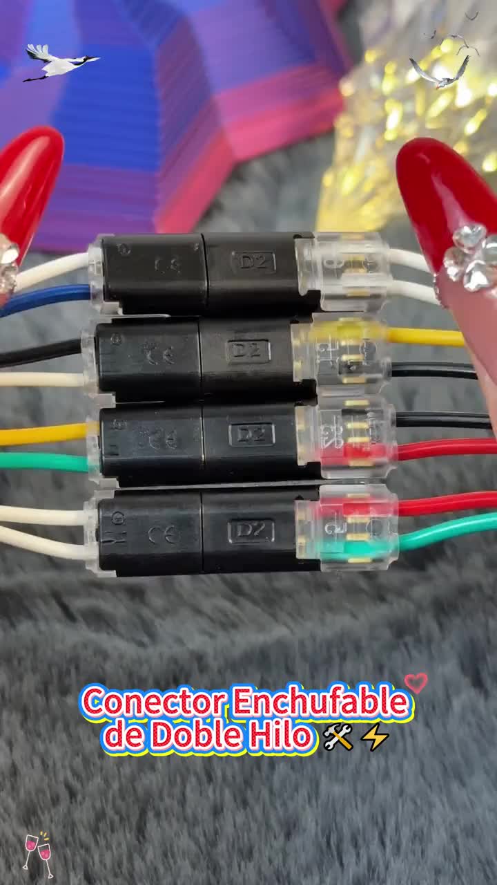 Double-wire Push-in Connector with Locking Buckle