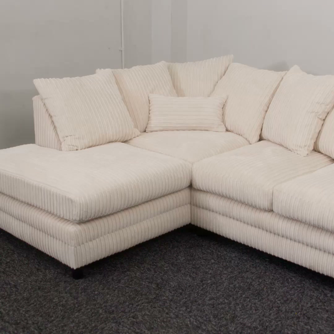 Oxford Full Jumbo Cord 4 Seater Corner Sofa - Scatter back