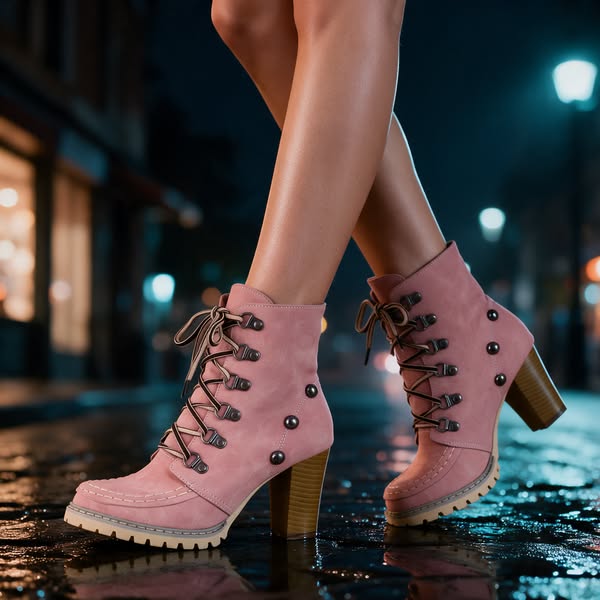 Lug Sole Block Heel Boots, Now on Sale