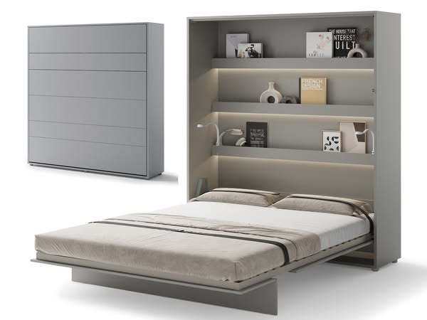 Wandklappbett Vertical Lenart Bed Concept 180x200 Grau