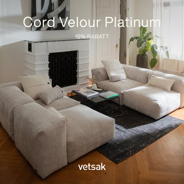 15% Rabatt auf Cord Velour Platinum