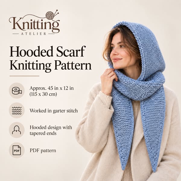 Hooded Scarf Knitting Pattern