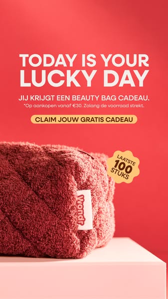 Gratis beauty bag bij je eerste aankoop.