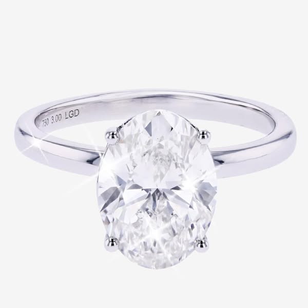 18ct White Gold Real Diamond Lab-Grown Solitaire 3.00ct Oval - Warren James