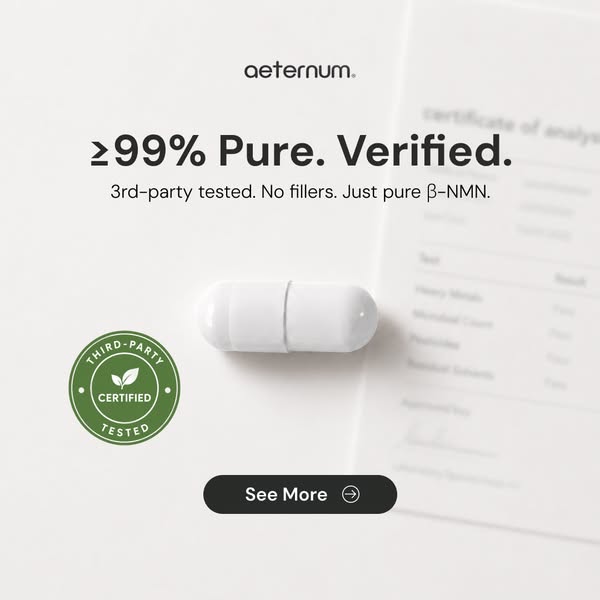≥99% pure β-NMN. Vegan. No fillers.