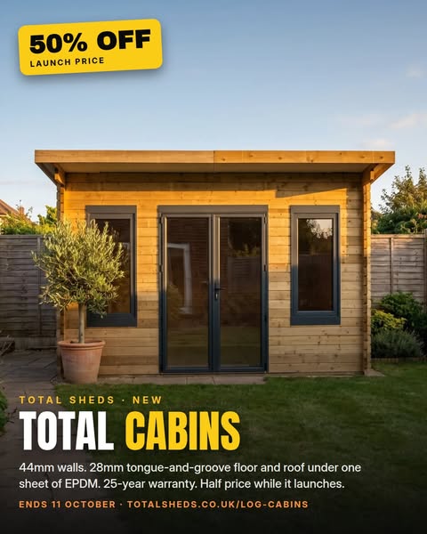 Total Cabins: 50% off at launch. Ends 11 October