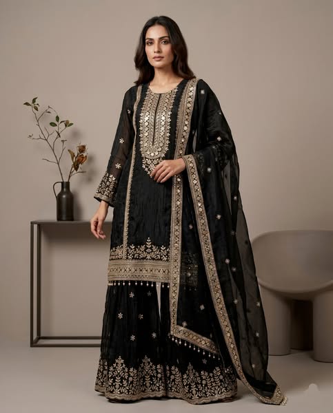 Black Buti Silk Sharara – 30% OFF