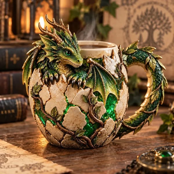Last Day 50% OFF – Dragonbound RealmsTM Sculpted Dragon Mug Collection | 6 Fantasy Realm Designs with Raised 3D Dragon Details
