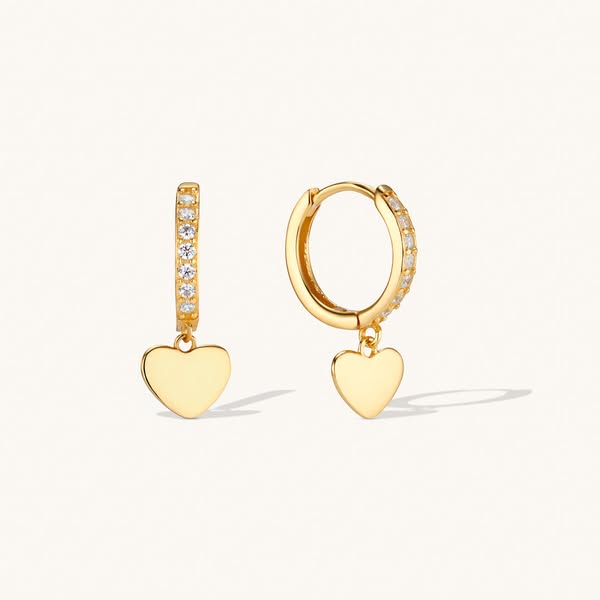 Amore Heart Hoop Earrings Gold